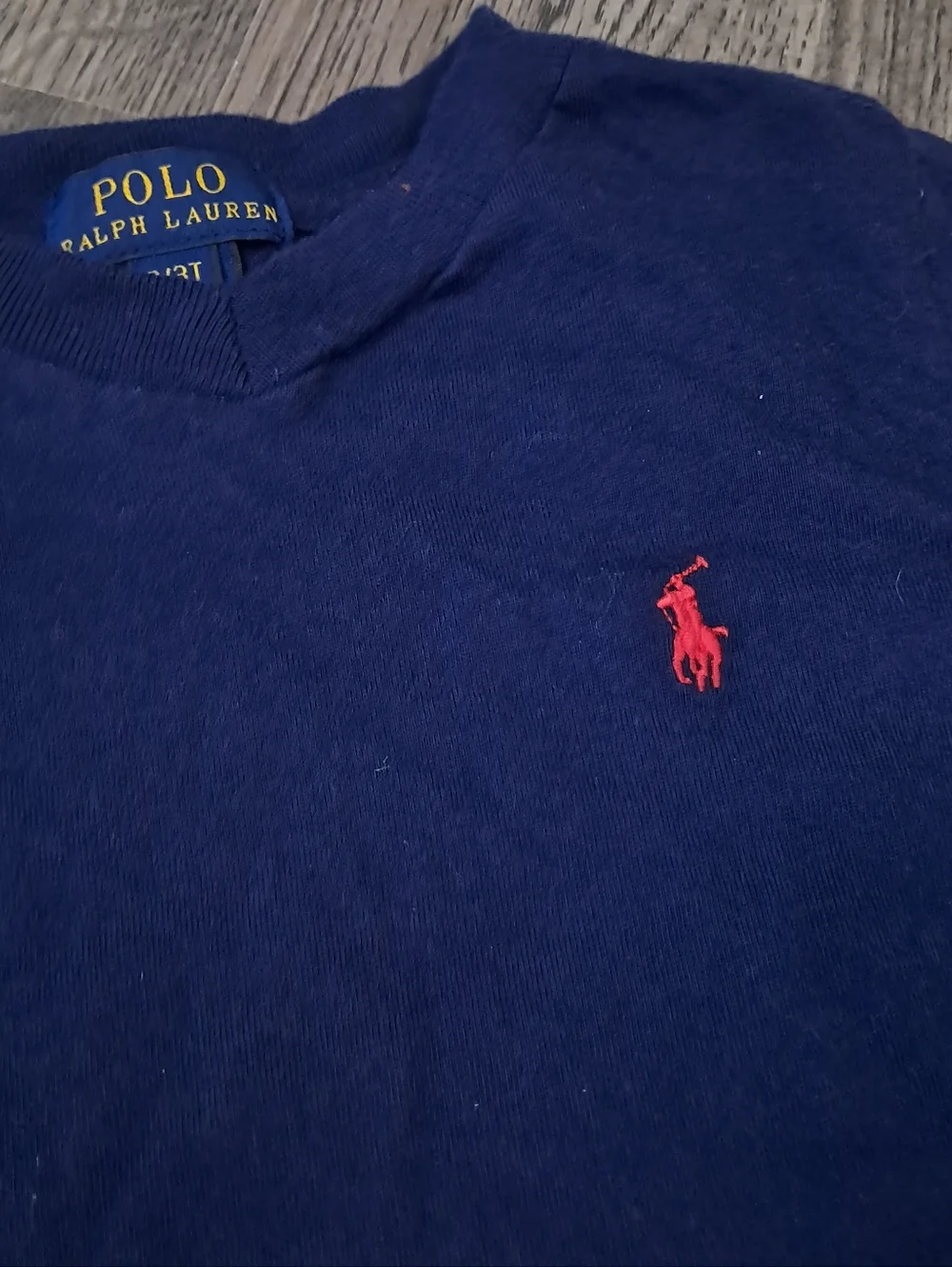 Polo Ralph Lauren Toddler Tshirt Blue Navy Red Pony Crew Long Sleeve Size 3T - Picture 3 of 5
